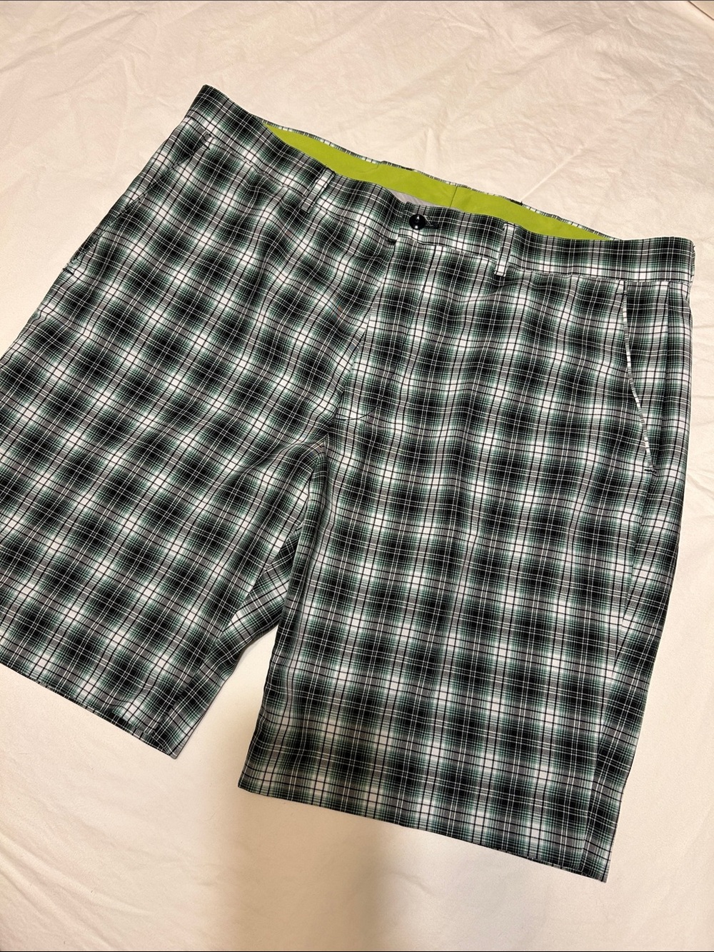 Ralph Lauren Green and White Plaid Flat Front Shorts